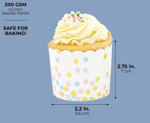 Bakewareind Novacart Confetti Cupcake Liner, Regular size 50pcs - Bakewareindia