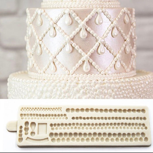 Bakewareind Pearl Droplet Lace Texture Fondant Silicone Mould - Bakewareindia