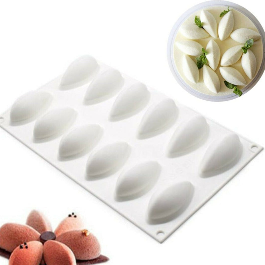 Bakewareind Quenelle Shaped Silicone Mold,12 cavity