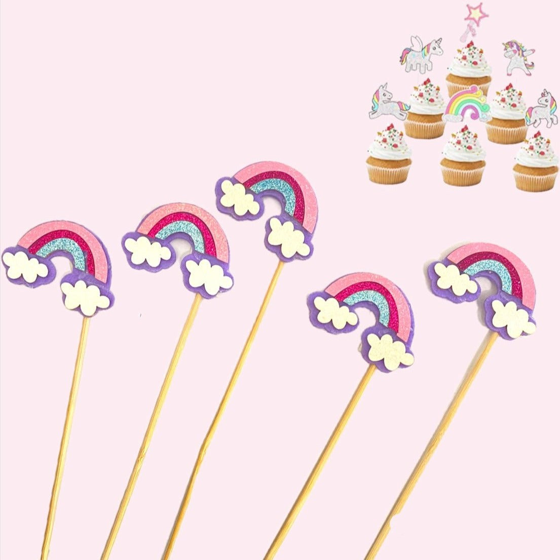 Bakewareind Rainbow Cupcake Cake Toppers,10pcs - Bakewareindia
