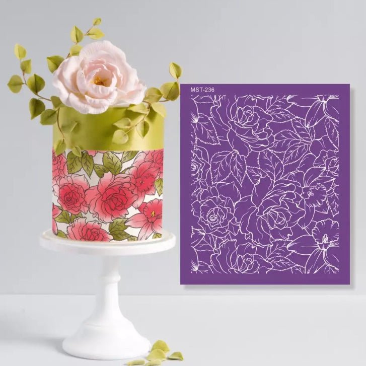 Bakewareind Rose Affair Mesh Cake Decorating Stencil - Bakewareindia