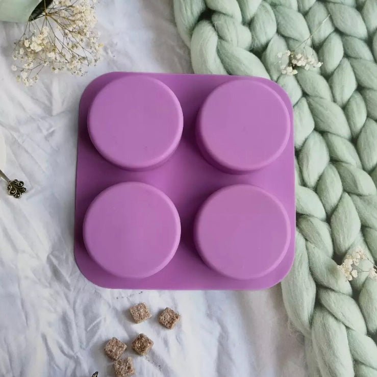 Bakewareind Round Disc Cake Silicone Mould, 4 Cavity - Bakewareindia