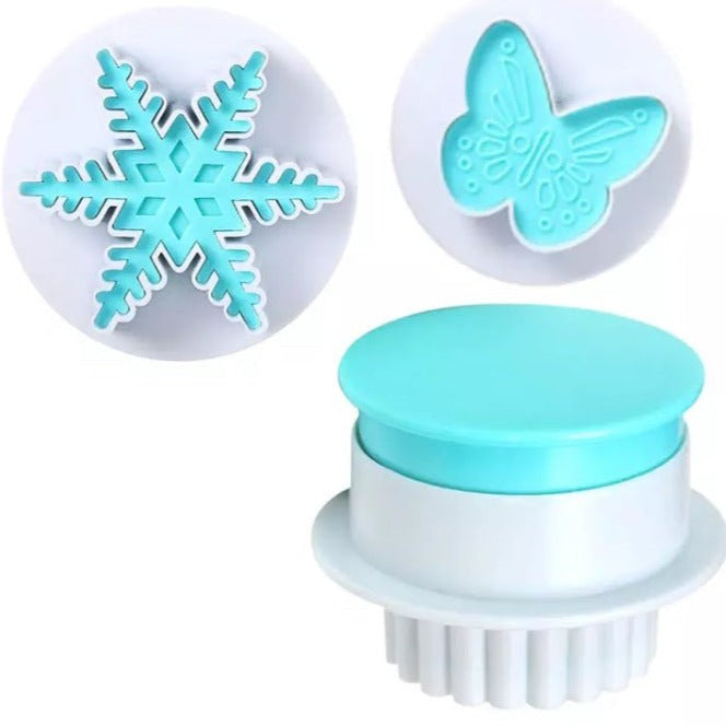 Bakewareind Snowflake Butterfly 2 in 1 Plunger Cake Fondant Cutter - Bakewareindia