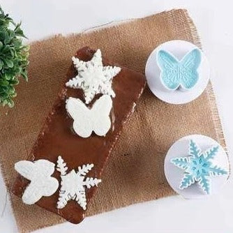 Bakewareind Snowflake Butterfly 2 in 1 Plunger Cake Fondant Cutter - Bakewareindia
