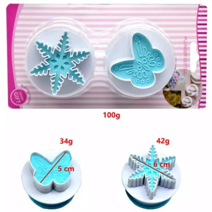 Bakewareind Snowflake Butterfly 2 in 1 Plunger Cake Fondant Cutter - Bakewareindia