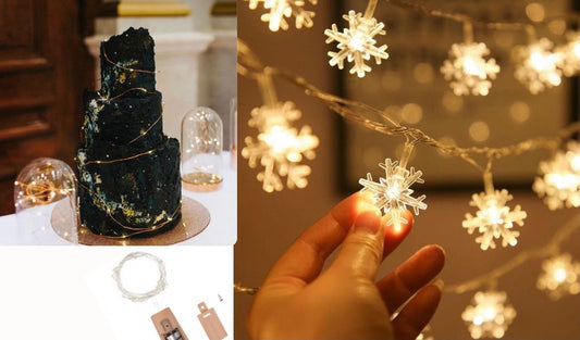 Bakewareind Snowflake Star Fairy Light Led Cake Decoration - Bakewareindia