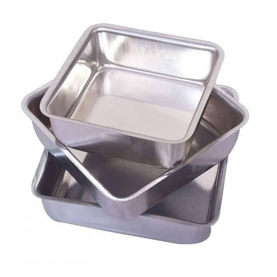 Bakewareind Square Cake Tin Aluminum,3pcs set - Bakewareindia