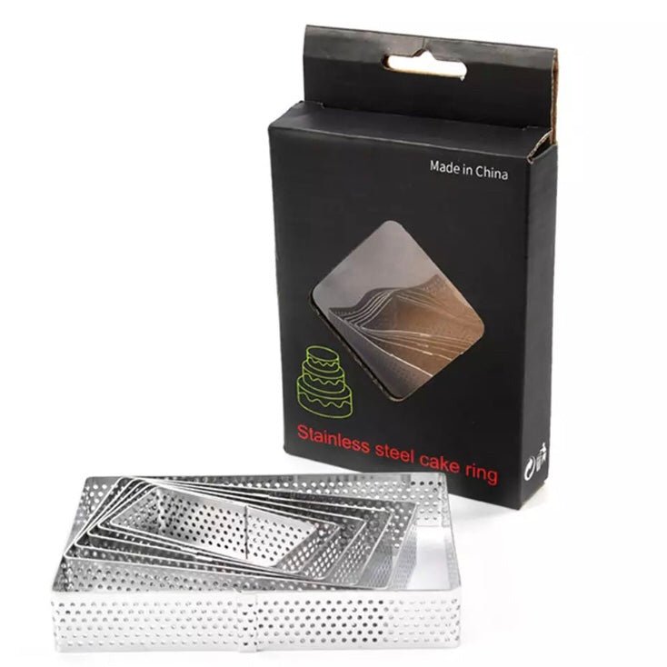 Bakewareind Square Perforated Tart Rings 6pcs - Bakewareindia