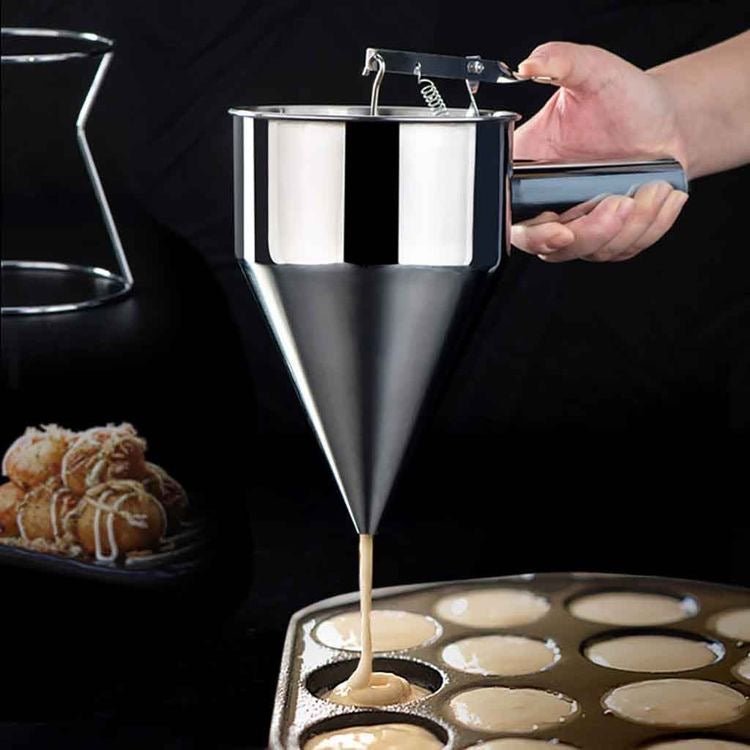 Bakewareind Stainless Steel Chocolate or Wax Pouring Funnel With Stand