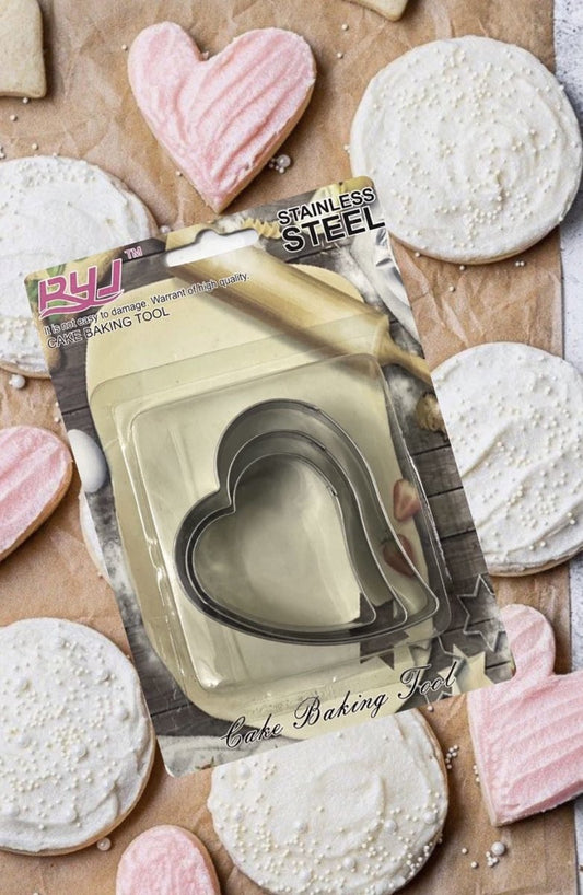 Bakewareind Twisted Heart Cookie Cake Cutter Stainless Steel,3pc - Bakewareindia