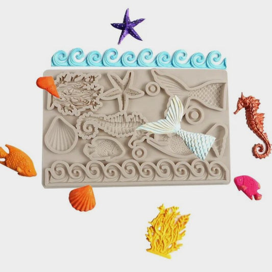 Bakewareind Underwater Sea Fish Coral Fondant Cake Sugarcraft Silicone Mould - Bakewareindia