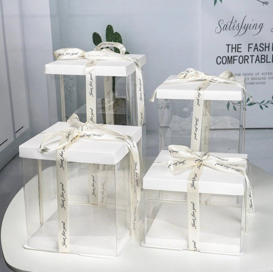 Bakewareind White Transparent Cake Box (Select Sizes) - Bakewareindia