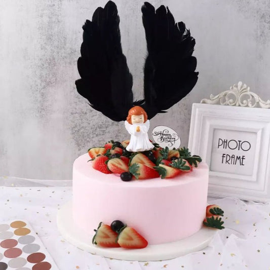 Bakewareind Wing Feather Cake Topper ,Black - Bakewareindia