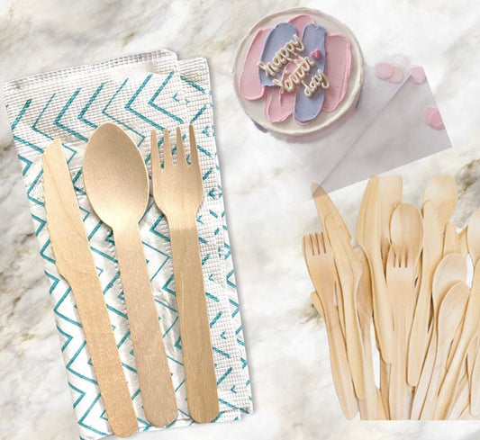 Bakewareind Wooden Cutlery Disposable Set - Bakewareindia