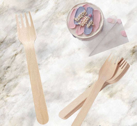 Bakewareind Wooden Fork Disposable ,100pc pack - Bakewareindia