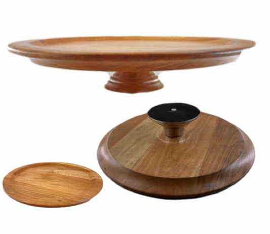 Bakewareind Wooden Platter Cake stand ,12inch - Bakewareindia