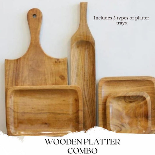 Bakewareind Wooden Platter Combo 5pcs Set - Bakewareindia