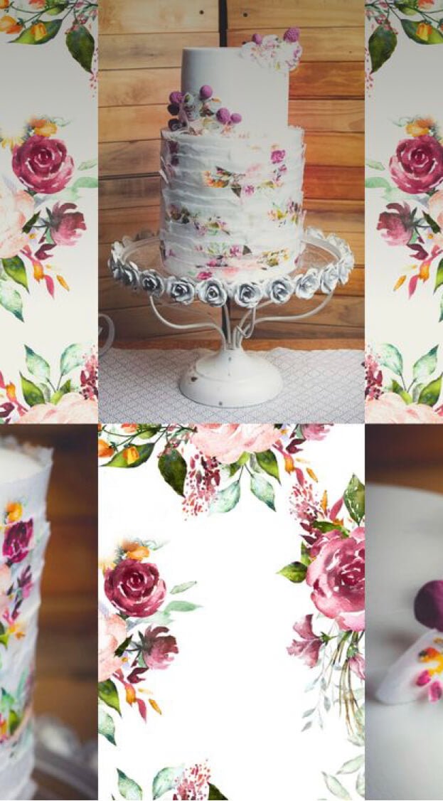 Blue Floral Wafer Paper Sheet ,Edible Wafer - Bakewareindia