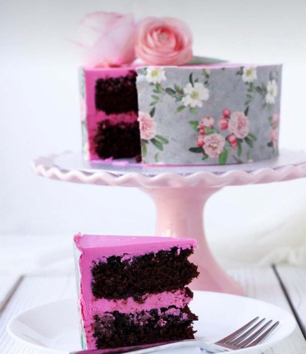 Blue Floral Wafer Paper Sheet ,Edible Wafer - Bakewareindia