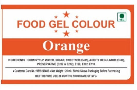 Edible Food Gel Color ,Orange 20ml - Bakewareindia