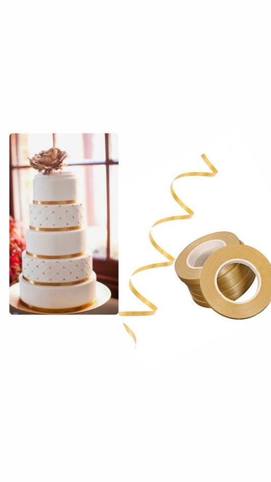 Golden satin ribbon cake decorating ,25yard,12mm - Bakewareindia