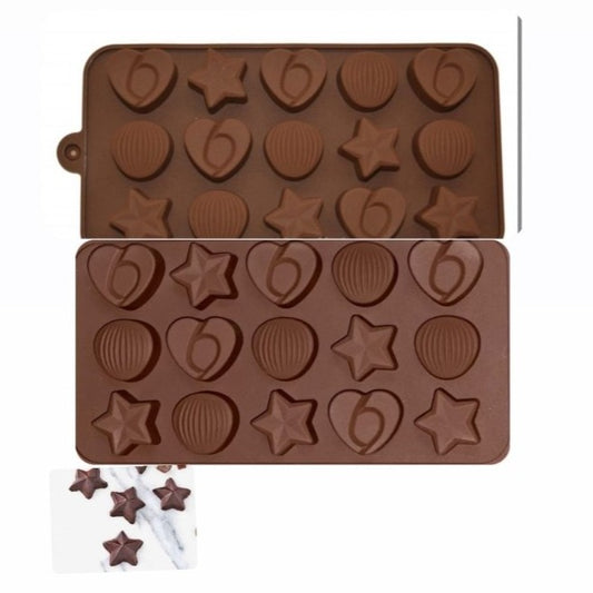 Heart Star chocolate mould - Bakewareindia