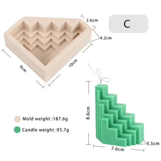 Lyba 3D Abstract Staircase Candle Silicone Mould - Bakewareindia