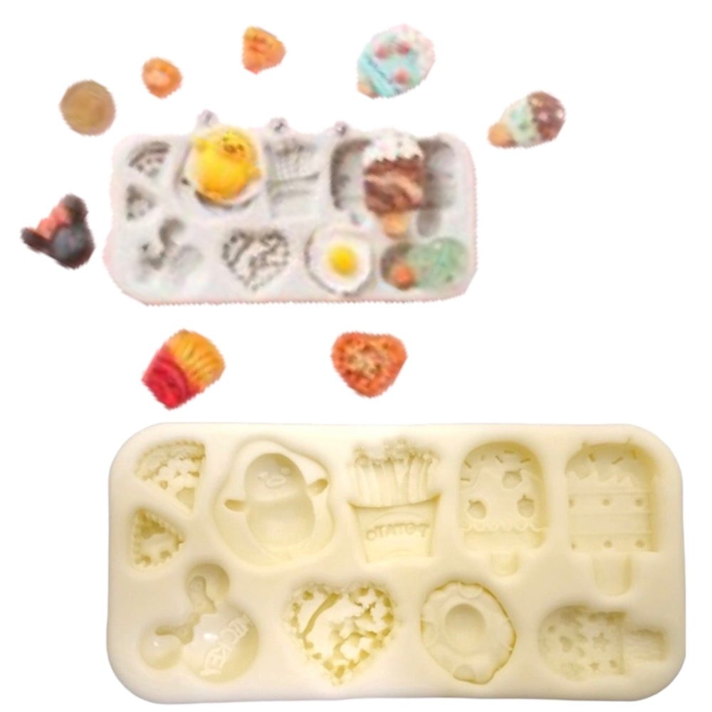 Lyba Icecream Pizza Fries Egg Cake Decorating Silicone Mould - Bakewareindia