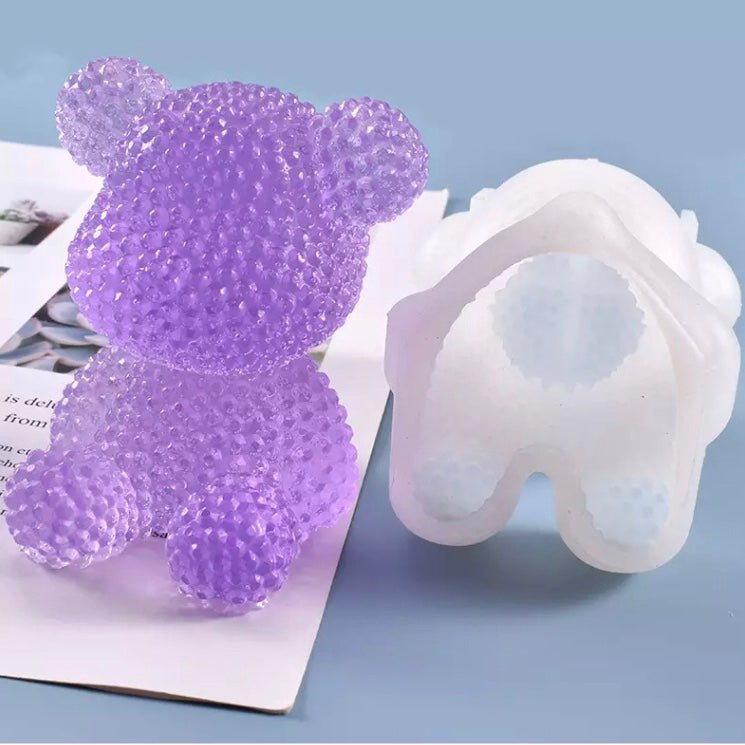 Lyba Mould 3D Diamond Teddy Bear Fondant Candle Resin Silicone Mould - Bakewareindia