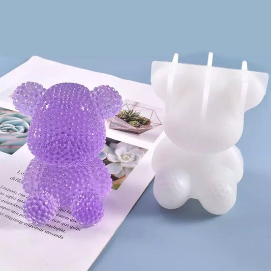 Lyba Mould 3D Diamond Teddy Bear Fondant Candle Resin Silicone Mould - Bakewareindia