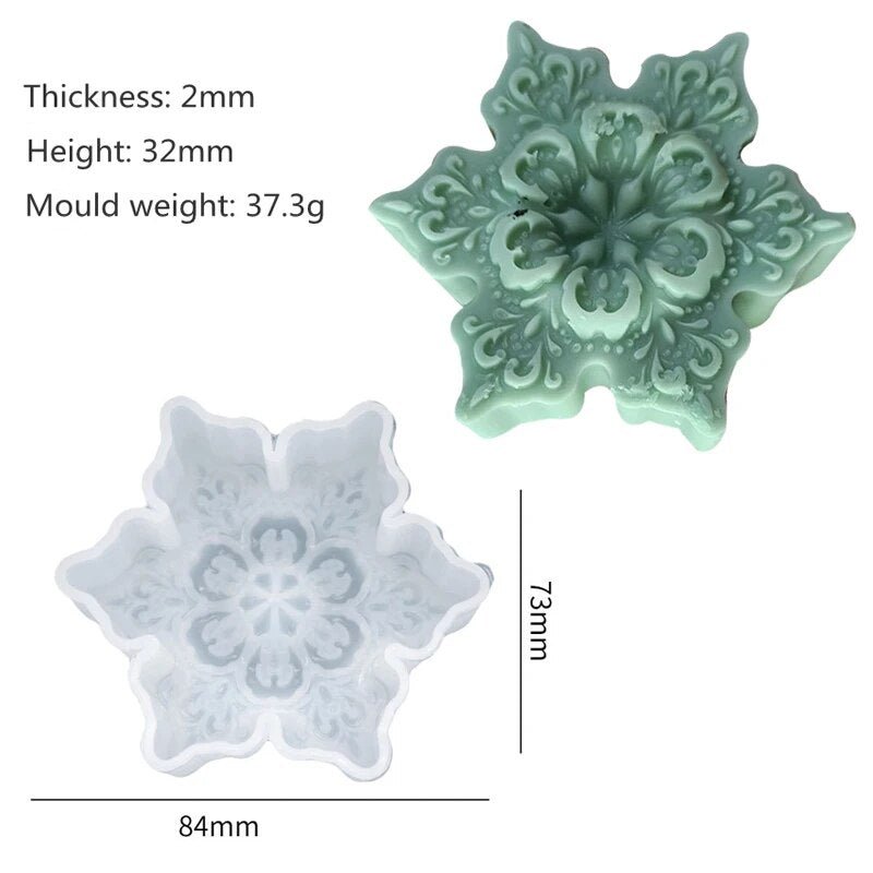 Lyba Mould 3D Snowflake Silicone Candle Cake Mould - Bakewareindia