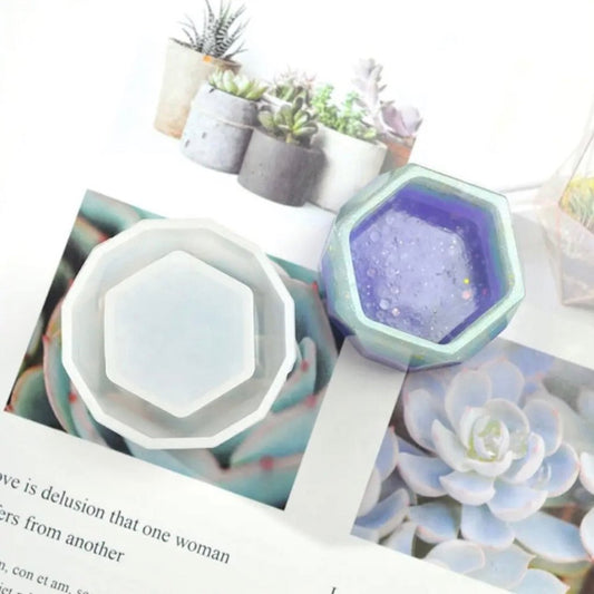 Lyba Moulds 3D Hexagon Concrete Resin Jar Pot Candle Silicone Mould - Bakewareindia