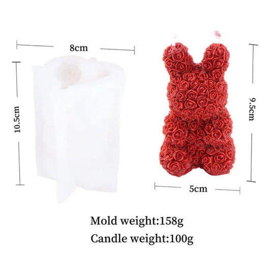 Lyba moulds 3D Rose Bunny Rabbit Candle Chocolate Silicone Mould - Bakewareindia
