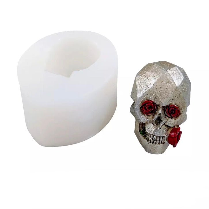 Lyba Moulds 3D Skull with rose Candle Cake Fondant Silicone Mould - Bakewareindia