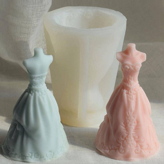 Lyba moulds 3D Wedding Dress Fondant Chocolate Candle Silicone Mould - Bakewareindia