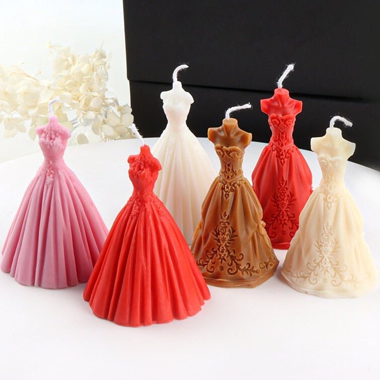 Lyba moulds 3D Wedding Dress Fondant Chocolate Candle Silicone Mould - Bakewareindia