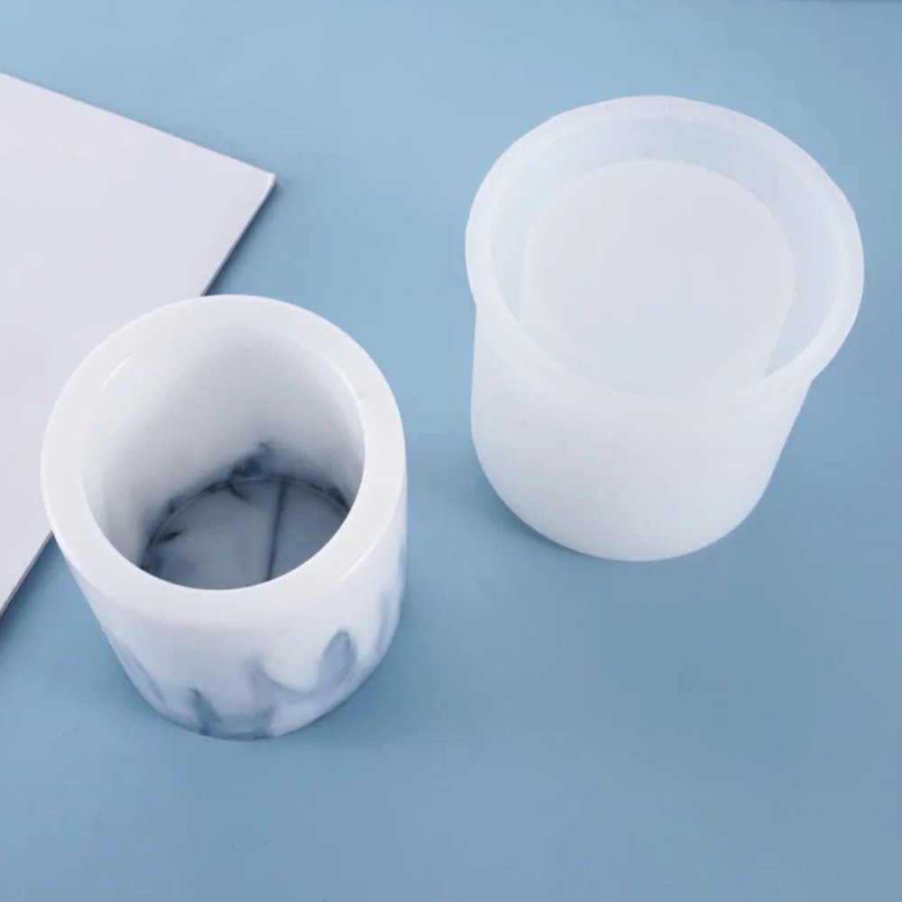 Lyba Moulds Round Deep Jar Pot Epoxy Resin Concrete Silicone Mould - Bakewareindia