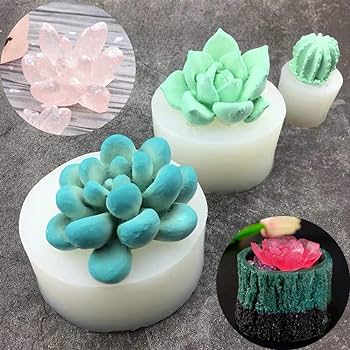 Lyba Moulds Succulent Flower Plant Candle Cake Silicone Mould - Bakewareindia