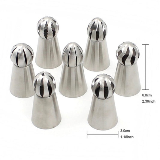 Russian spherical balloon icing nozzle set with piping bag and coupler 6pc set - Bakewareindia