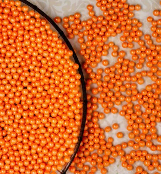 SHINE ORANGE PEARLS 3MM,SUGARSHINE INDIA - Bakewareindia