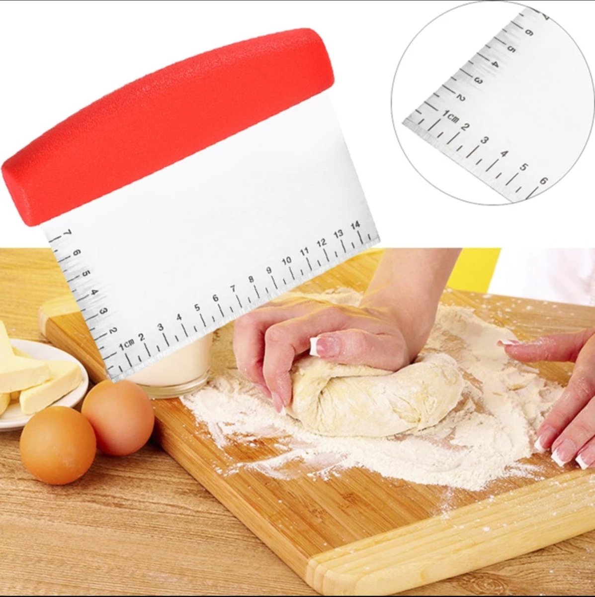 Stainless steel Dough scrapper with measurement - Bakewareindia