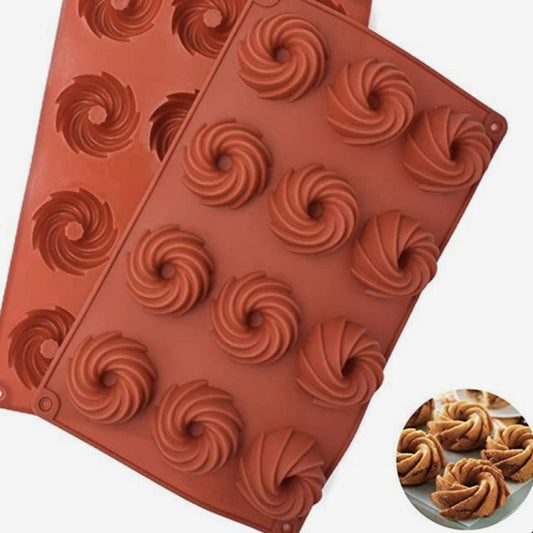 Swirl Bundt silicone mould 12cavity - Bakewareindia