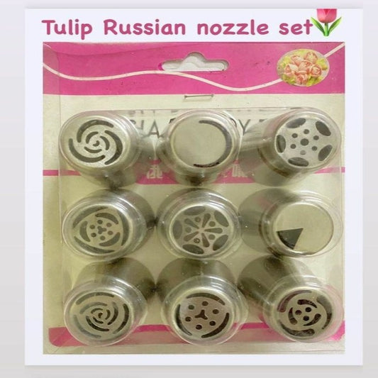 Tulip Russian nozzle set 9 pcs - Bakewareindia